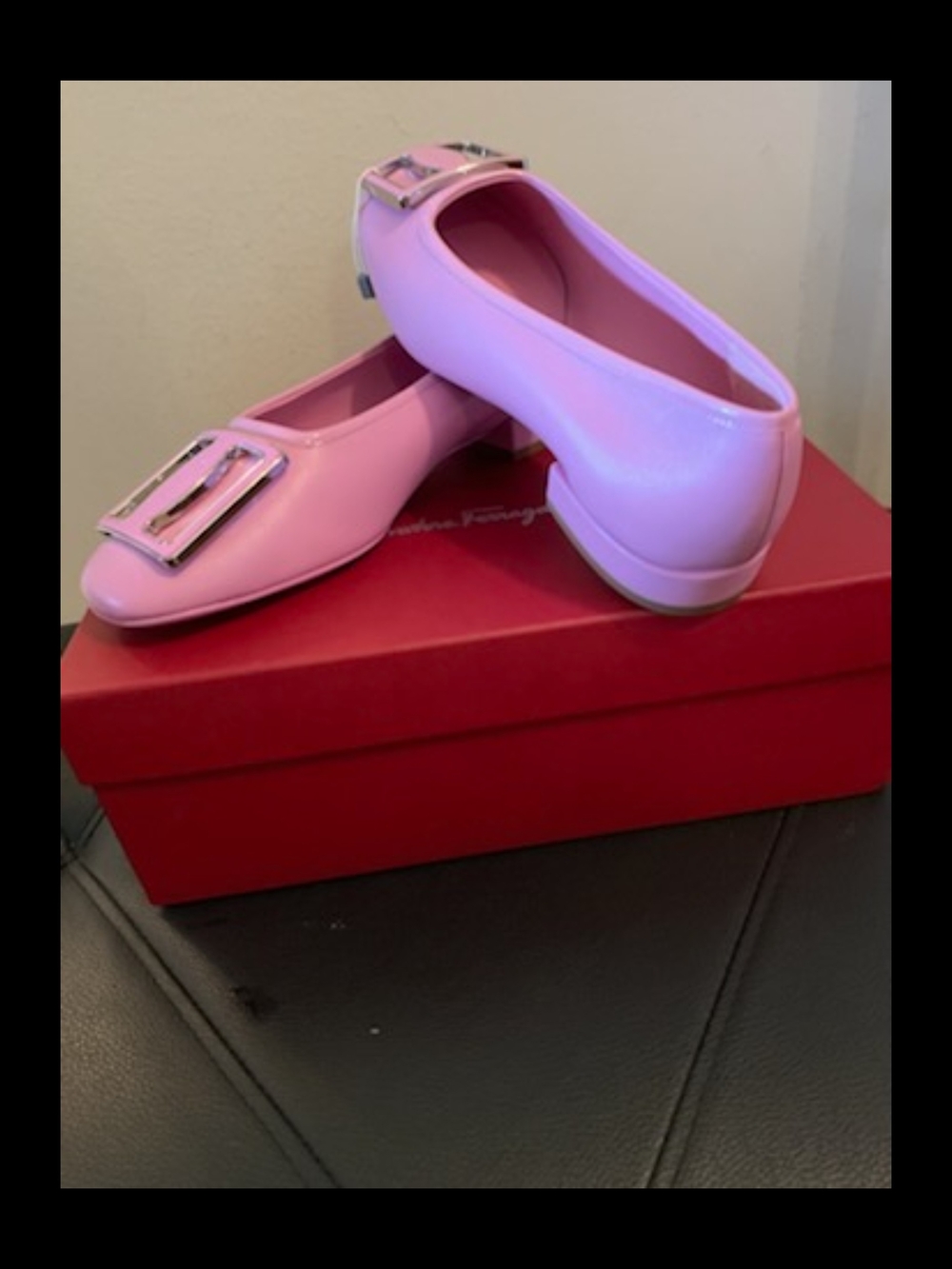 Salvatore Ferragamo Women Flamingo buckle leather ballerina flats Size 8.5C NWB - Picture 4 of 13
